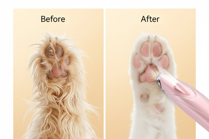 Before and after paw trim