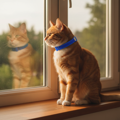 Blue collar tabby cat