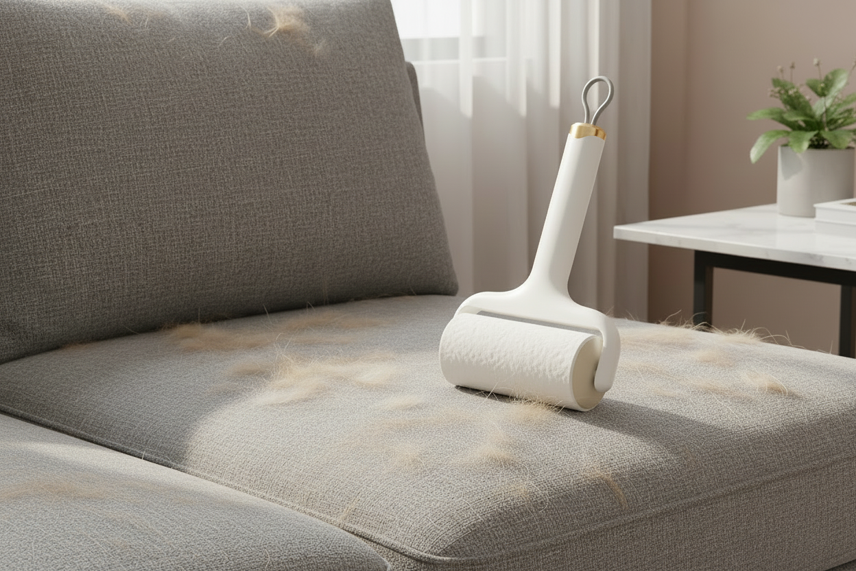 Lint roller on sofa - cover off