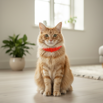 Orange collar Maine Coon