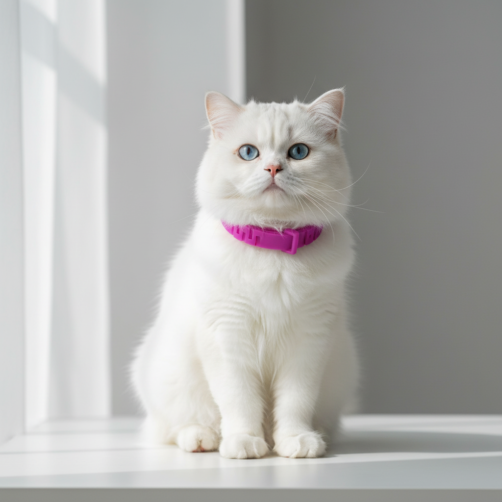 Pink collar Persian cat